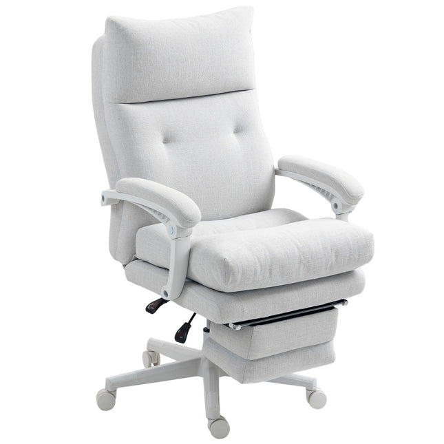 Ergonomic office chair with lumbar support, linen, cream