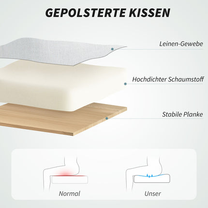 Ergonomischer Bürostuhl mit Lordosenstütze, Leinen, Creme