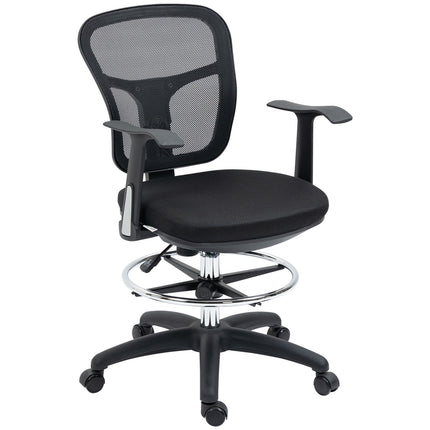 Chaise de bureau ergonomique avec accoudoirs, repose-pieds, résille, noire, 95-115 cm