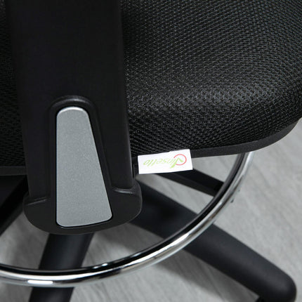 Chaise de bureau ergonomique avec accoudoirs, repose-pieds, résille, noire, 95-115 cm