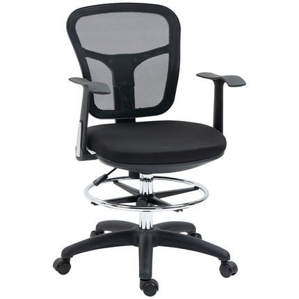 Chaise de bureau ergonomique avec accoudoirs, repose-pieds, résille, noire, 95-115 cm