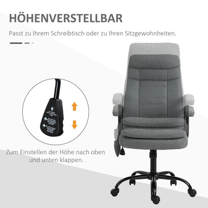 Ergonomischer Gaming-Stuhl mit Lordosenstütze, graues Leinen