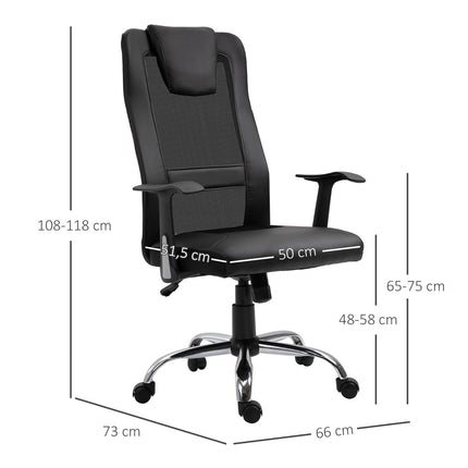 Ergonomic office chair in black PU leather, adjustable in height