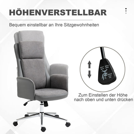 Ergonomischer Bürostuhl, verstellbares PU, 360° drehbar, grau