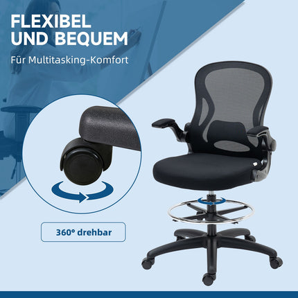 Ergonomická kancelářská židle s kolečky a bederní opěrkou, černá