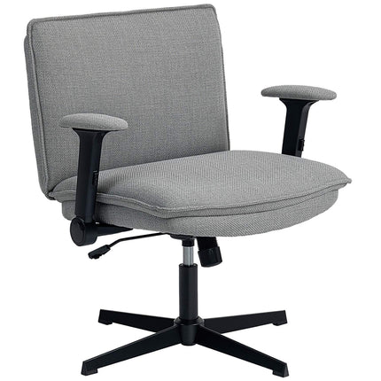 Bürostuhl, klappbare Armlehnen, breite Leinenoptik, höhenverstellbar