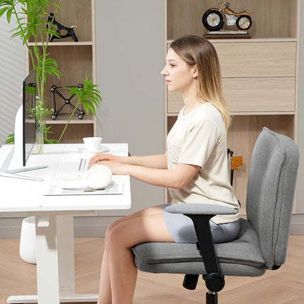 Bürostuhl, klappbare Armlehnen, breite Leinenoptik, höhenverstellbar