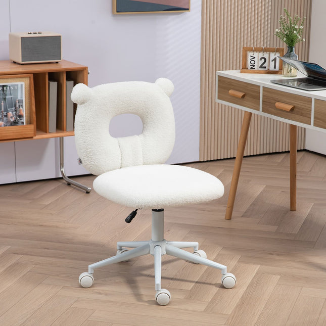 Drehbarer Bürostuhl, höhenverstellbar, Teddyfleece, 120 kg Tragkraft