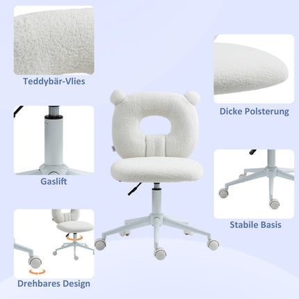 Drehbarer Bürostuhl, höhenverstellbar, Teddyfleece, 120 kg Tragkraft