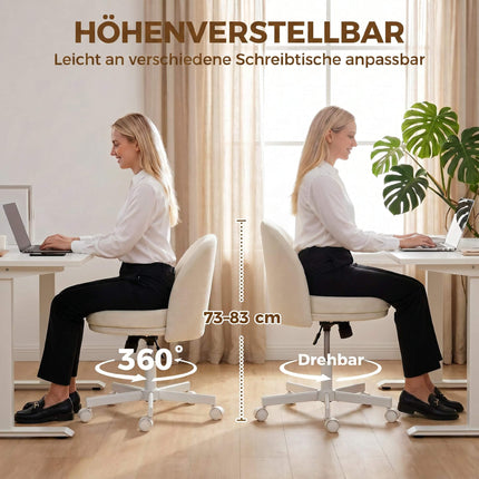 Kancelářská židle, výškově nastavitelná, houpací, žinylková látka, krémová
