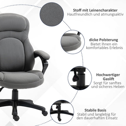 Ergonomischer Drehbürostuhl, höhenverstellbar, Leinenoptik