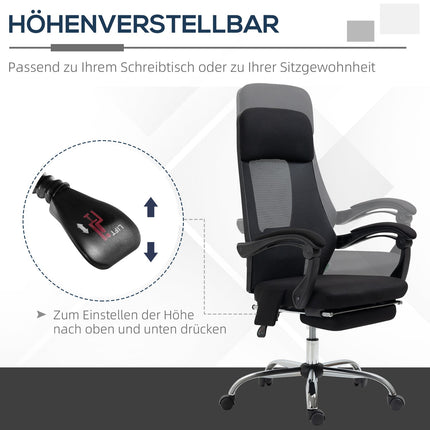 Office chair with massage, tilt and footrest - Mesh fabric