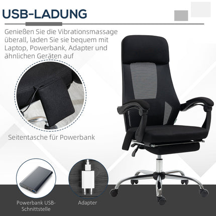 Office chair with massage, tilt and footrest - Mesh fabric