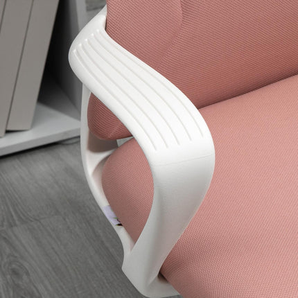 Ergonomická růžová kancelářská židle, výškově nastavitelná, strečová látka