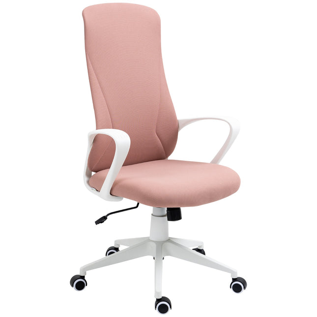 Ergonomická růžová kancelářská židle, výškově nastavitelná, strečová látka