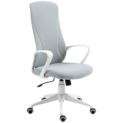 Chaise de bureau pivotante, réglable en hauteur, ergonomique, tissu extensible, gris clair
