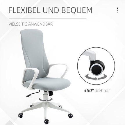 Chaise de bureau pivotante, réglable en hauteur, ergonomique, tissu extensible, gris clair