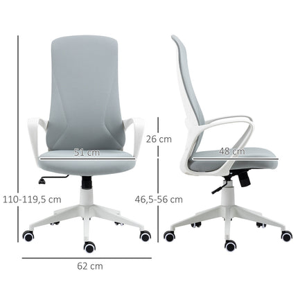 Chaise de bureau pivotante, réglable en hauteur, ergonomique, tissu extensible, gris clair
