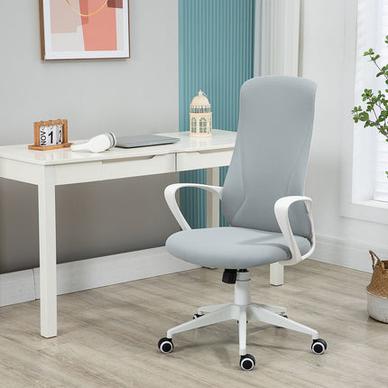 Chaise de bureau pivotante, réglable en hauteur, ergonomique, tissu extensible, gris clair