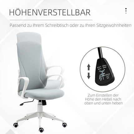 Chaise de bureau pivotante, réglable en hauteur, ergonomique, tissu extensible, gris clair