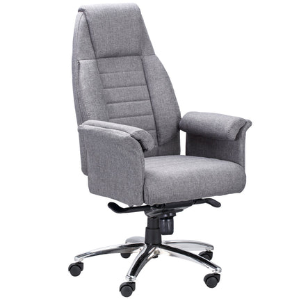 Ergonomic swivel office chair, adjustable armrests, light grey