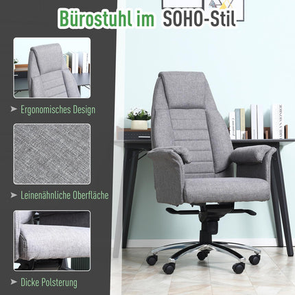Ergonomic swivel office chair, adjustable armrests, light grey