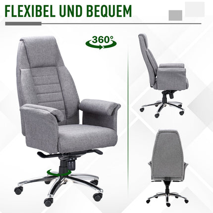 Ergonomic swivel office chair, adjustable armrests, light grey