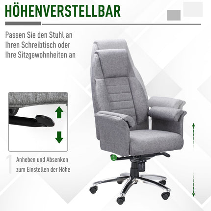 Ergonomic swivel office chair, adjustable armrests, light grey