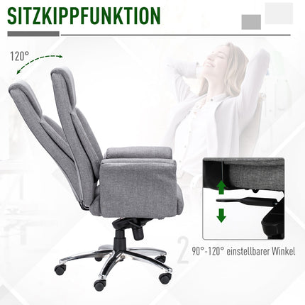 Ergonomic swivel office chair, adjustable armrests, light grey