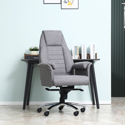 Ergonomic swivel office chair, adjustable armrests, light grey