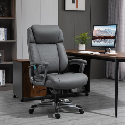 Ergonomischer Bürostuhl in grauem Kunstleder mit Massage
