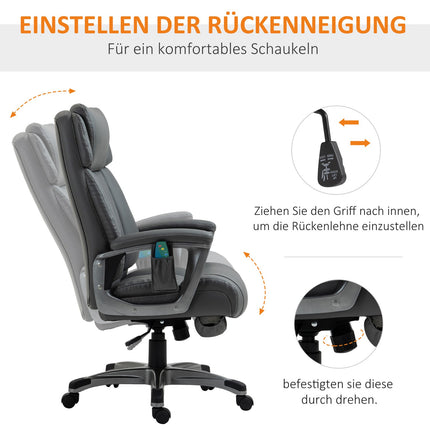 Ergonomischer Bürostuhl in grauem Kunstleder mit Massage