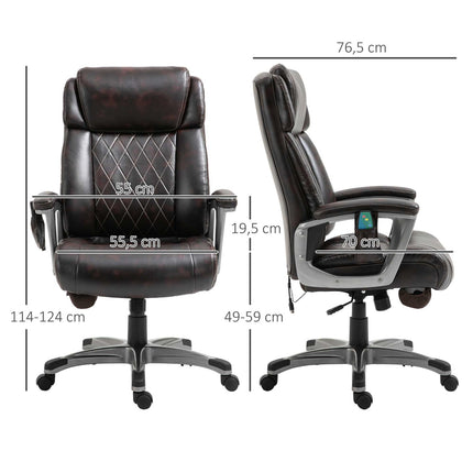 Ergonomischer Drehbürostuhl, 6-Punkt-Massage, braunes Leder