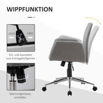 Bürodrehstuhl, neigbar und höhenverstellbar, nordischer Stil