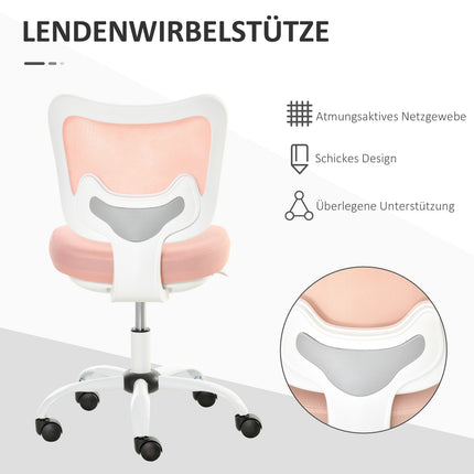 Weißer & rosafarbener höhenverstellbarer Bürodrehstuhl