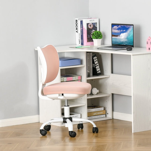 Weißer & rosafarbener höhenverstellbarer Bürodrehstuhl