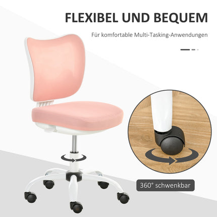 Weißer & rosafarbener höhenverstellbarer Bürodrehstuhl