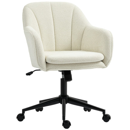 Bürostuhl, Samt-Optik, geschwungene Rückenlehne, Beige