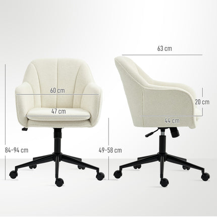 Bürostuhl, Samt-Optik, geschwungene Rückenlehne, Beige