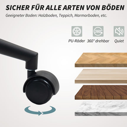 Bürostuhl, Samt-Optik, geschwungene Rückenlehne, Beige