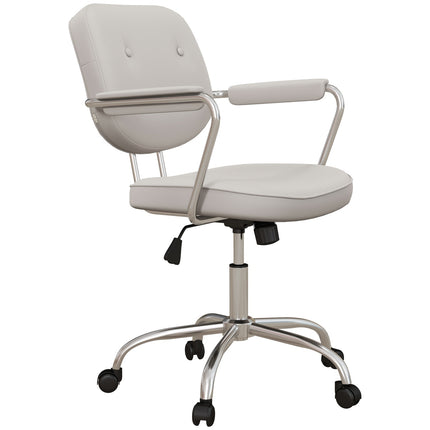 Chaise de bureau pivotante aspect similicuir, roulettes, hauteur réglable de 82 à 92 cm, charge maximale de 120 kg, beige