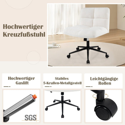 Bürostuhl ohne Armlehnen, breite Sitzfläche, 160kg Tragkraft, Beige