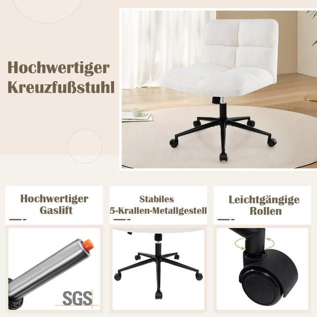 Bürostuhl ohne Armlehnen, breite Sitzfläche, 160kg Tragkraft, Beige