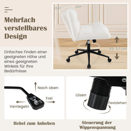 Bürostuhl ohne Armlehnen, breite Sitzfläche, 160kg Tragkraft, Beige