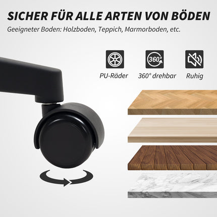 Bürostuhl mit verstellbarer Höhe, Rollen, Armlehnen, Grau