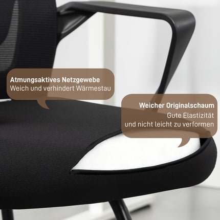 Office Chair with Armrests, Lumbar Support, Black Mesh