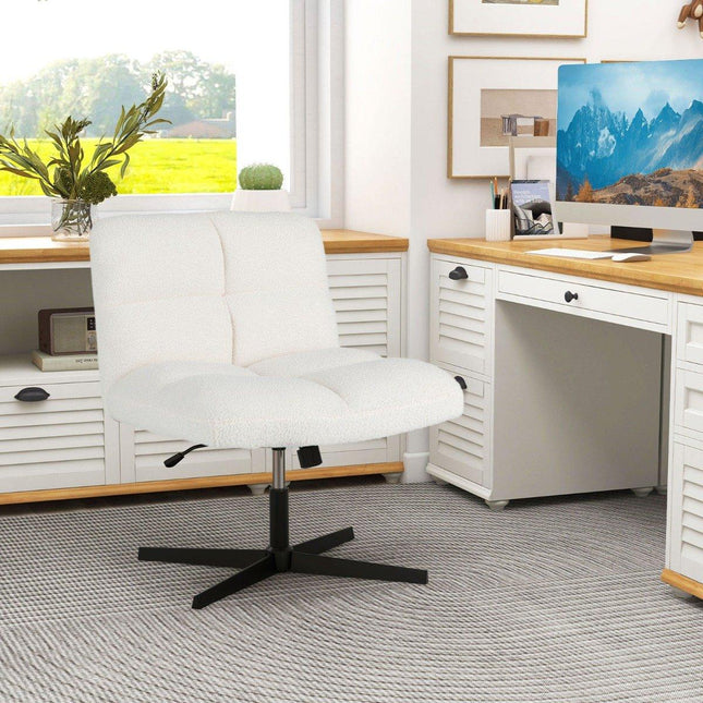 Bürostuhl mit Kunstfell, breiter Sitzfläche, verstellbar