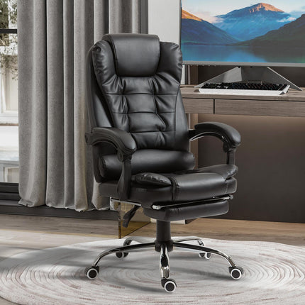 Office Chair with Footrest, Adjustable Backrest, Black