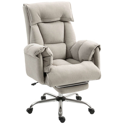 Office Chair with Footrest, Adjustable Recline, Grey Velvet