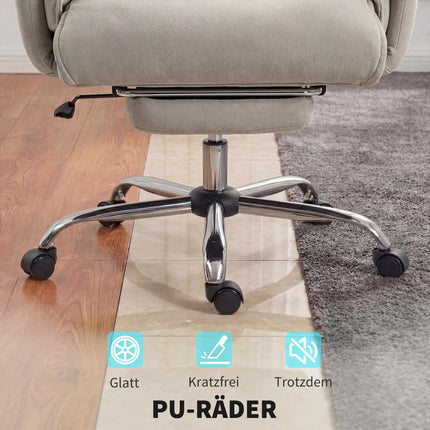 Office Chair with Footrest, Adjustable Recline, Grey Velvet